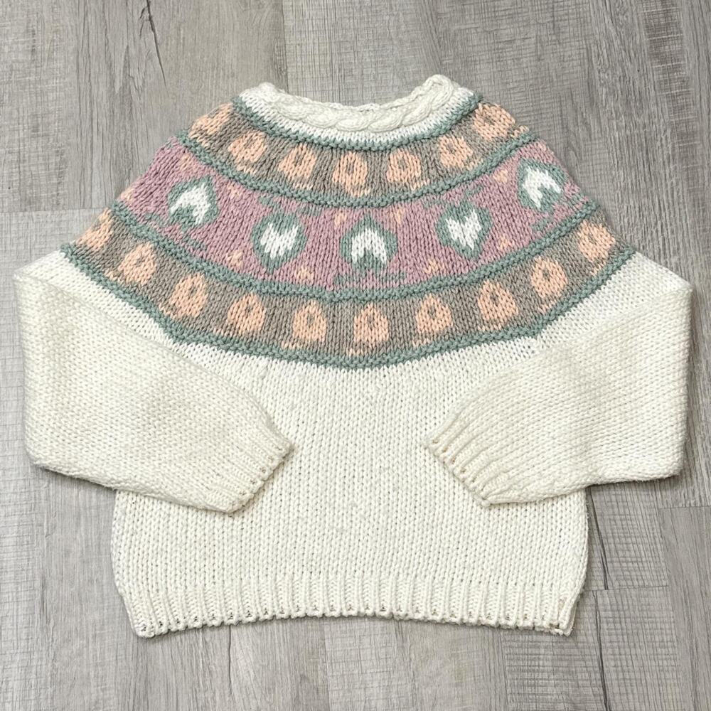 Vintage 90s hand knit pastel sweater